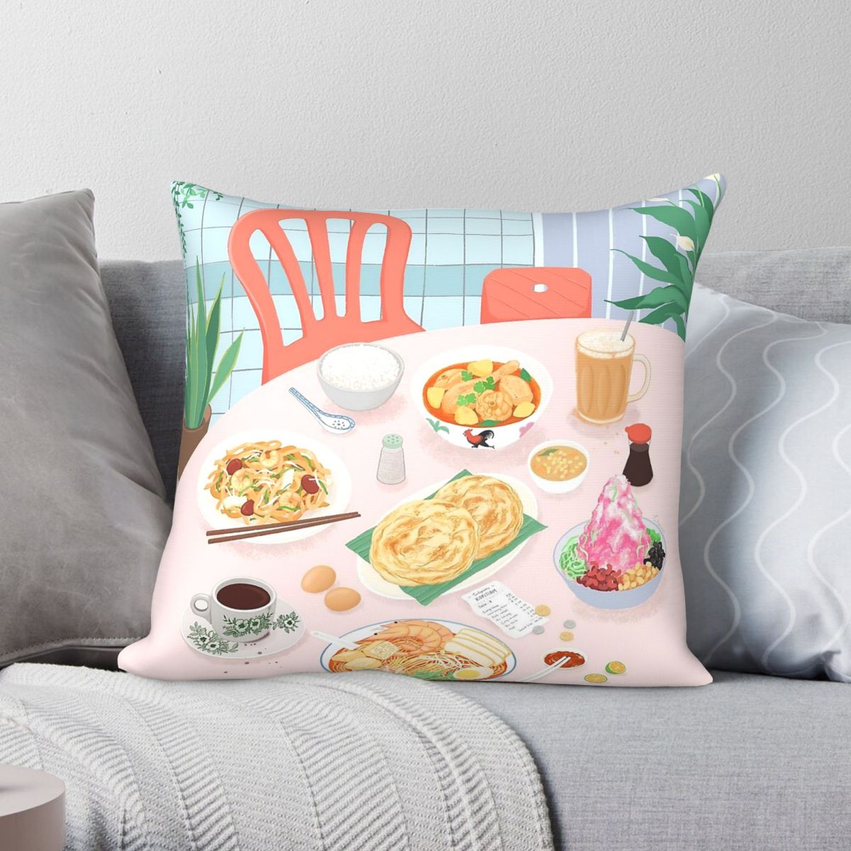 Home Decor Malaysia - Kopitiam Food Malaysia Federa per cuscino
