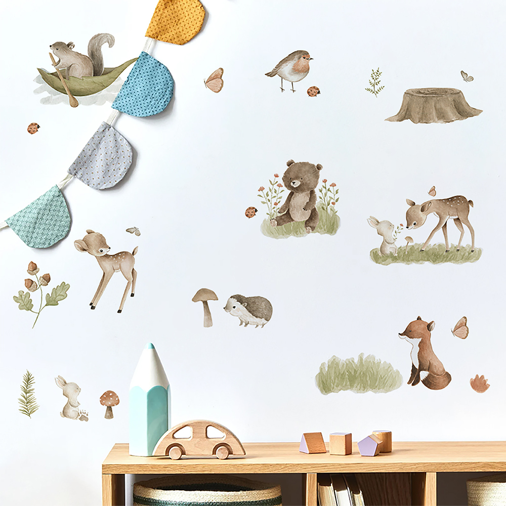 Home Decor Vinyl Flooring - Adesivi murali del fumetto della foresta